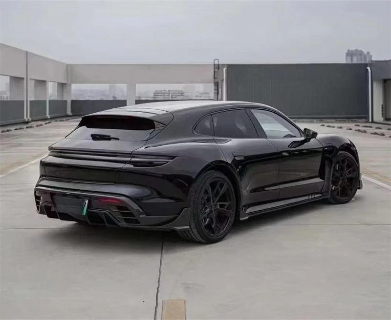 PK Style Carbon Fiber Front Lip Rear Diffuser Side Skirt Mirror Cover Body Kit for the  Taycan